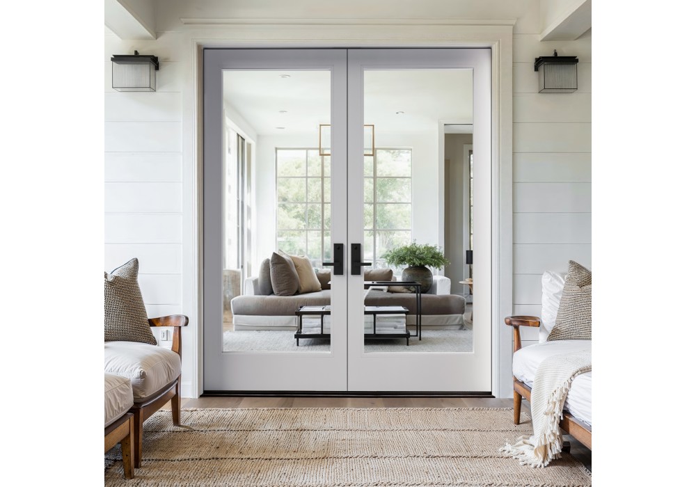 Exterior 1 Lite White Primed with Dual Clear Tempered Glass Door | ETO ...