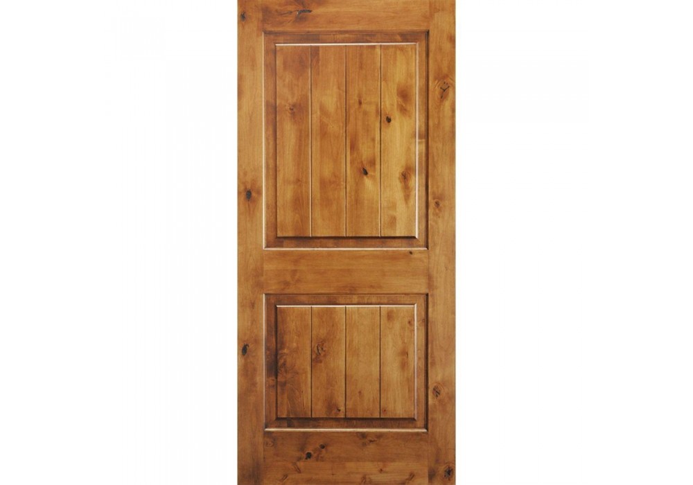 2 Panel Arch Top V Groove Knotty Pine Stain Grade Solid Core