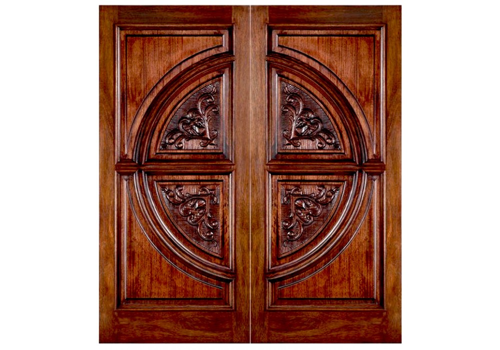 SIMPSON Douglas Fir Decorative Glass Front Door, 72x80 Prehung Double