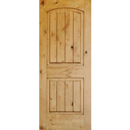 ELKW121V38 - Knotty Alder 2 Panel V-Groove Arch Top Door (1-3/8")