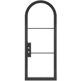 Ojai: Single Arched Steel Metal 3-Lite French Door with Low-E Glass Exterior Grade