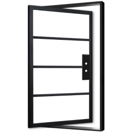 Dixon - Pivot Steel Metal Exterior Grade 4-Lite Door with Clear Low-E Glass