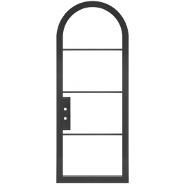 Venice: Single Arched Steel Metal 4-Lite French Door with Low-E Glass Exterior Grade