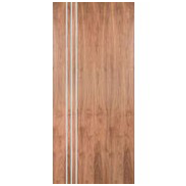 Walnut Standard Duty Flush Doors with 3 Modern 1/2" Aluminum Strips Inlaid (1-3/4")