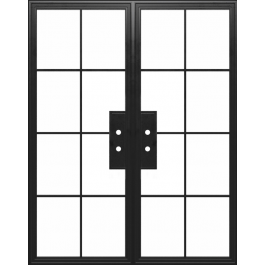 Wootz -Double - Steel Metal Exterior Grade 8-Lite Double French Door with Clear Low-E Glass