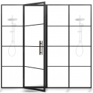 Doccia: Steel Metal Shower Door with Single Tempered Clear Glass