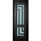 MALIBU - Wrought Iron Door, Frame and Glass with L-Shaped Scrolls (1-3/4") 
