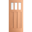 Rancho - Craftsman Mahogany Exterior Door 3-Lite Low-E Clear with 3 Panel Bottom (1-3/4")