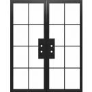 Wootz -Double - Steel Metal Exterior Grade 8-Lite Double French Door with Clear Low-E Glass
