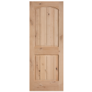 Zen - 96" 2 Panel Arched Top Alder Interior Door with V-Grooved Raised Panel and Ovolo Sticking (1-3/8")