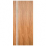AMQSA3V - Mahogany Flush Door with 3 Modern 1/2"  Aluminum Strips Inlaid (Hinge Side) (1-3/4")