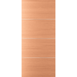 MOVIDA - MAHOGANY FLUSH INTERIOR DOOR WITH 1/4" HORIZONTAL 3 ALUMINUM STRIPS (1-3/4")
