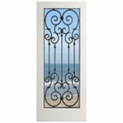 EXWP1LMonteCarlo - 1 Lite White Primed Square Sticking Door-Monte Carlo (1-3/4")