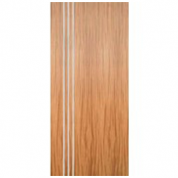 AMQSA3V - Mahogany Flush Door with 3 Modern 1/2"  Aluminum Strips Inlaid (Hinge Side) (1-3/4")