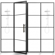 Doccia: Steel Metal Shower Door with Single Tempered Clear Glass