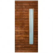 Elite – Multi Horizontal Plank Wood Exterior Door with Vertical Lite- Laminate Glass (1-3/4”)