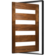Etiam-Pivot: Pivot Wood Door Pre-Hung with Pivot Hinge, Metal Frame & Sill - W/ 4 Horizontal Lites - Exterior Grade (1-3/4")