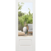 Kent - Fiberglass French Door 1-Lite with 1-Panel Bottom with White Brushed Grain and Shaker Sticking Glass Stop - Exterior Grade (1-3/4”)