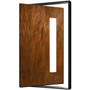 Leptos-Pivot: Pivot Wood Door Pre-Hung with Pivot Hinge, Metal Frame & Sill - W/ Single Vertical Lite - Exterior Grade (1-3/4")
