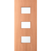 Lux Mahogany Hurricane Impact Resistant Rated 3 Rectangle Lite Door (1-3/4")