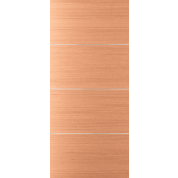 MOVIDA - MAHOGANY FLUSH INTERIOR DOOR WITH 1/4" HORIZONTAL 3 ALUMINUM STRIPS (1-3/4")