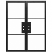 Plada-Double - Steel Metal Exterior Grade 3-Lite Double French Door with Clear Low-E Glass