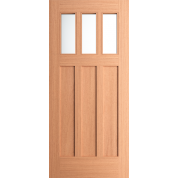 Rancho - Craftsman Mahogany Exterior Door 3-Lite Low-E Clear with 3 Panel Bottom (1-3/4")