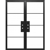 Stal -Double - Steel Metal Exterior Grade 4-Lite Double French Door with Clear Low-E Glass
