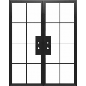 Wootz -Double - Steel Metal Exterior Grade 8-Lite Double French Door with Clear Low-E Glass