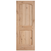 Phoenix - 80" 2 Panel Arched Top Alder Interior Door with V-Grooved Raised Panel and Ovolo Sticking (1-3/8")